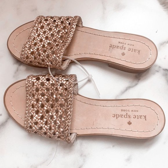 kate spade Shoes - NEW KATE SPADE Berlin Woven Leather Slides Sandal